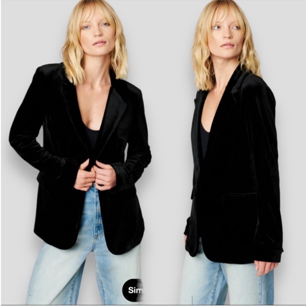 NWT Blank NYC Closing Time Oversized Velvet Blazer In Black Size Medium